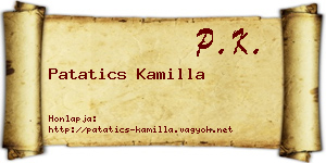 Patatics Kamilla névjegykártya